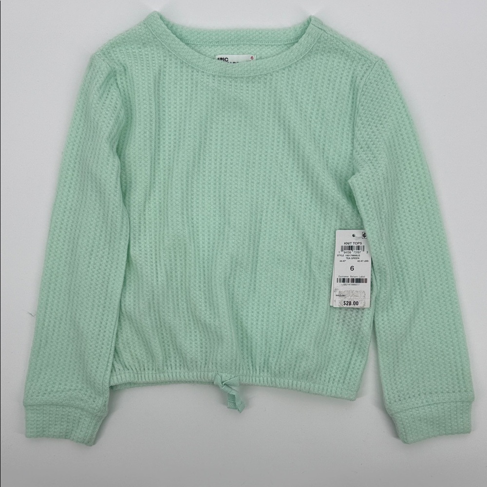 Epic Threads Mint Waffle Knit Long Sleeve Tee Girls Size 6